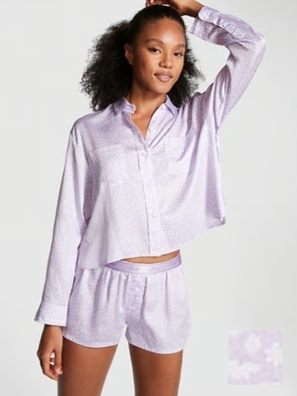 PINK Victoria's Secret Lavender Satin Button-Front